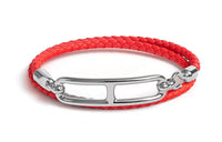 HERMES Calfskin, Palladium Plated Bangles Women's Red