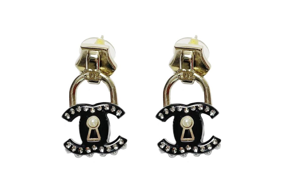 CHANEL Earrings Women's Black