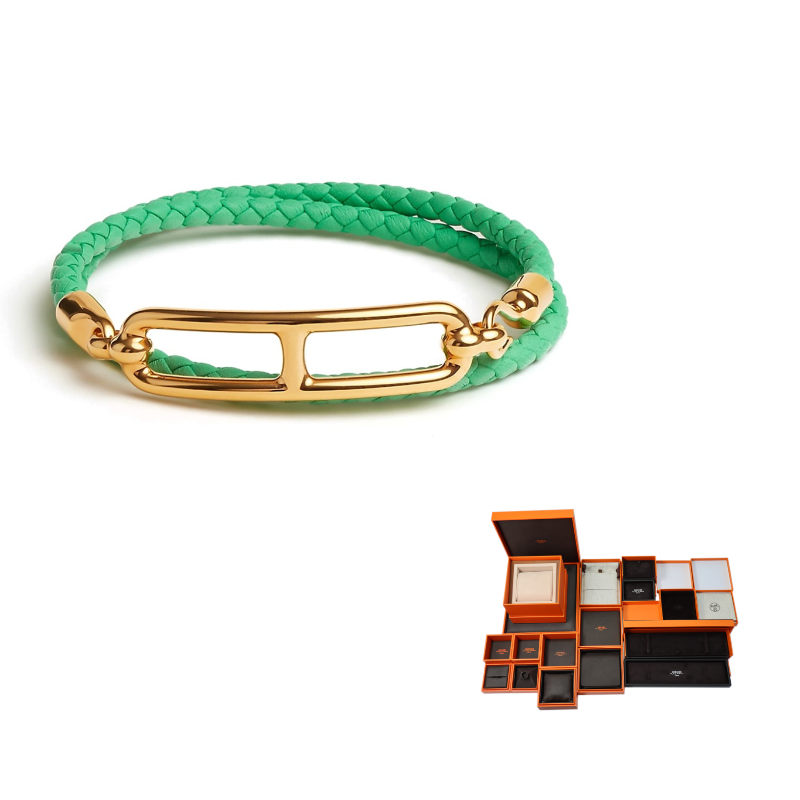 HERMES Calfskin Bracelets Women's Green