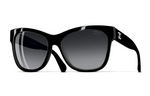 CHANEL Acetate Irregular Shape Sunglasses Unisex Black