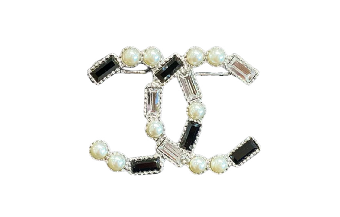 CHANEL Metal Brooches Unisex Black