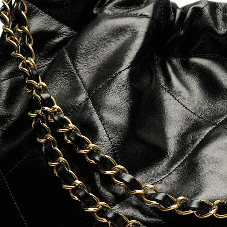 CHANEL Cow Leather Hobo Bag One Shoulder Women's Black