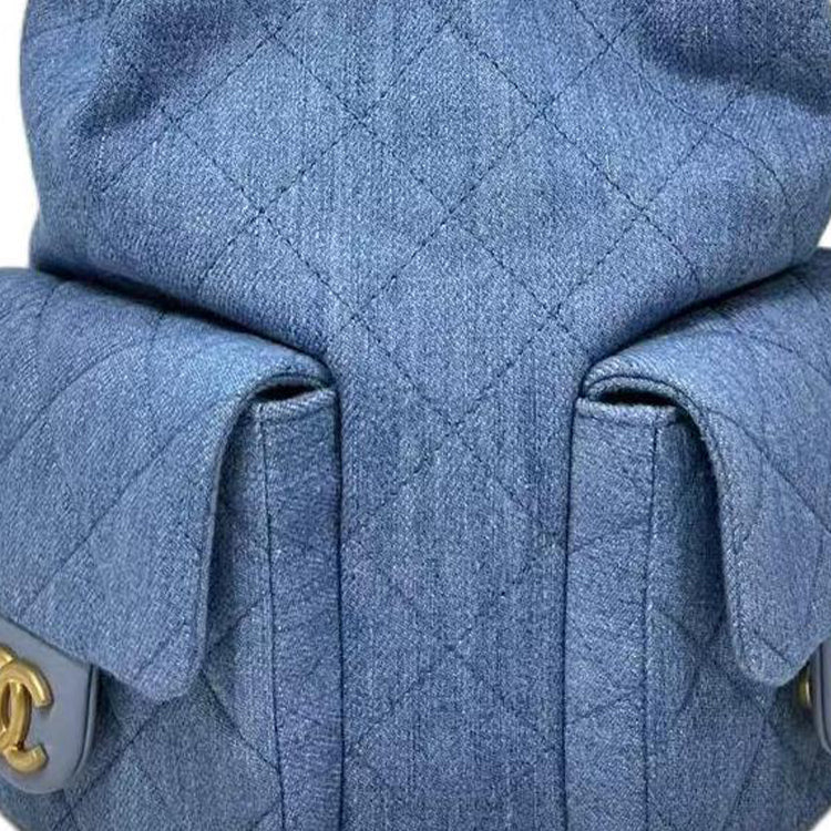 CHANEL Leather Backpack Women's Blue