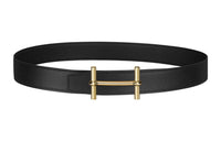 HERMES Cow Leather Leather Belts Men's Black Width: 3.2cm