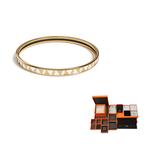 HERMES Enamel Bangles Women's Gold/White