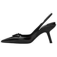 PRADA 65mm Sling Back Pumps Black Brushed Leather