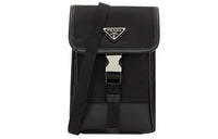 PRADA Nylon Crossbody Bag With Cell Phone Pouch Men's Black