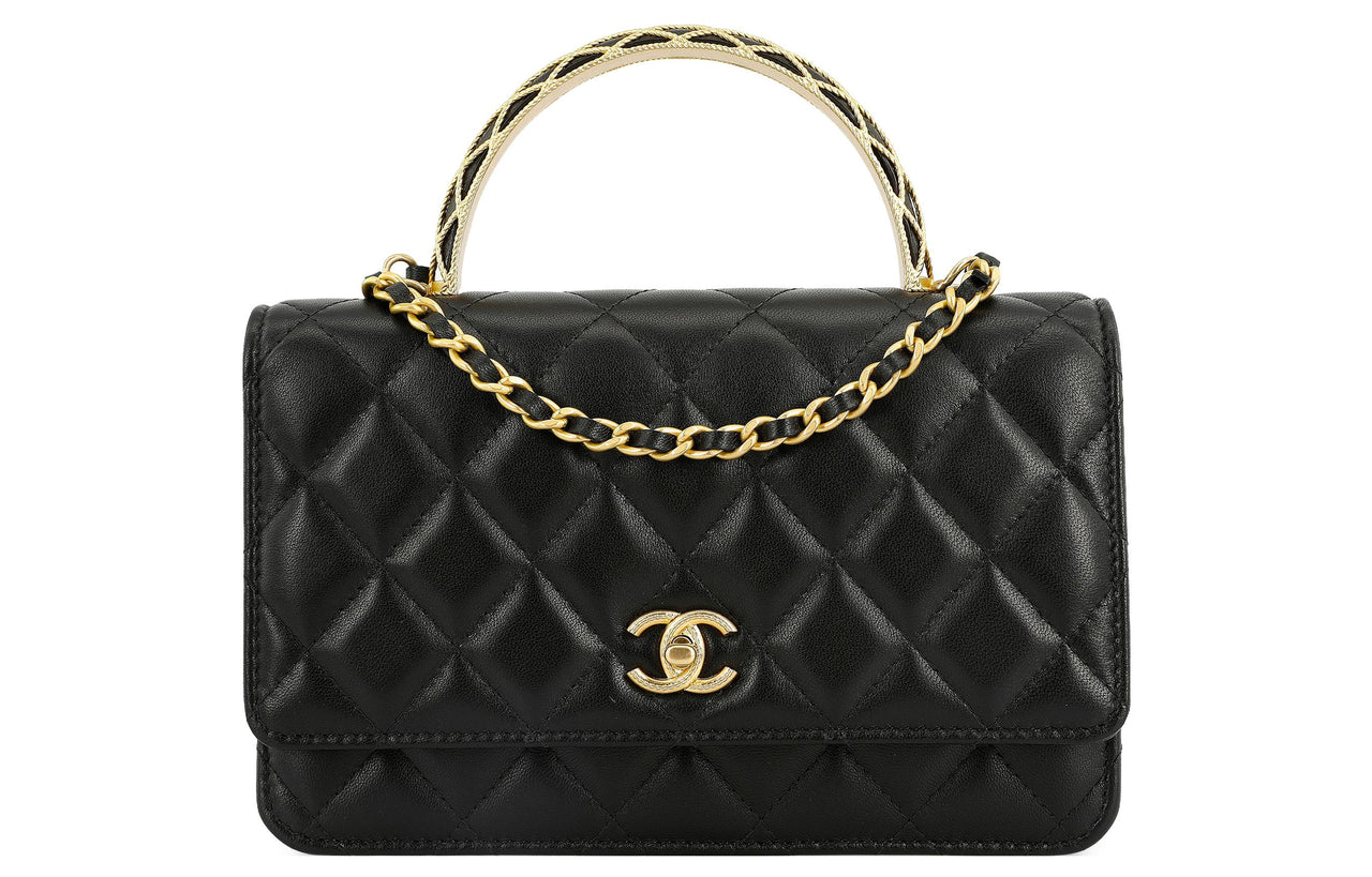 CHANEL Sheepskin Chain Shoulder Bag Crossbody Bag Regular Women's Black
