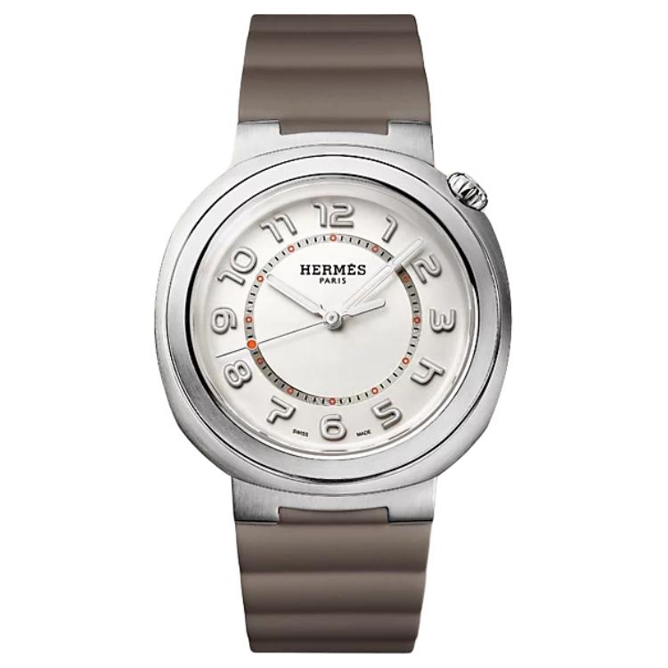 HERMES Wrist Watch Automatic Mechanical Movement Rubber Strap 36mm White Dial Women's Watch