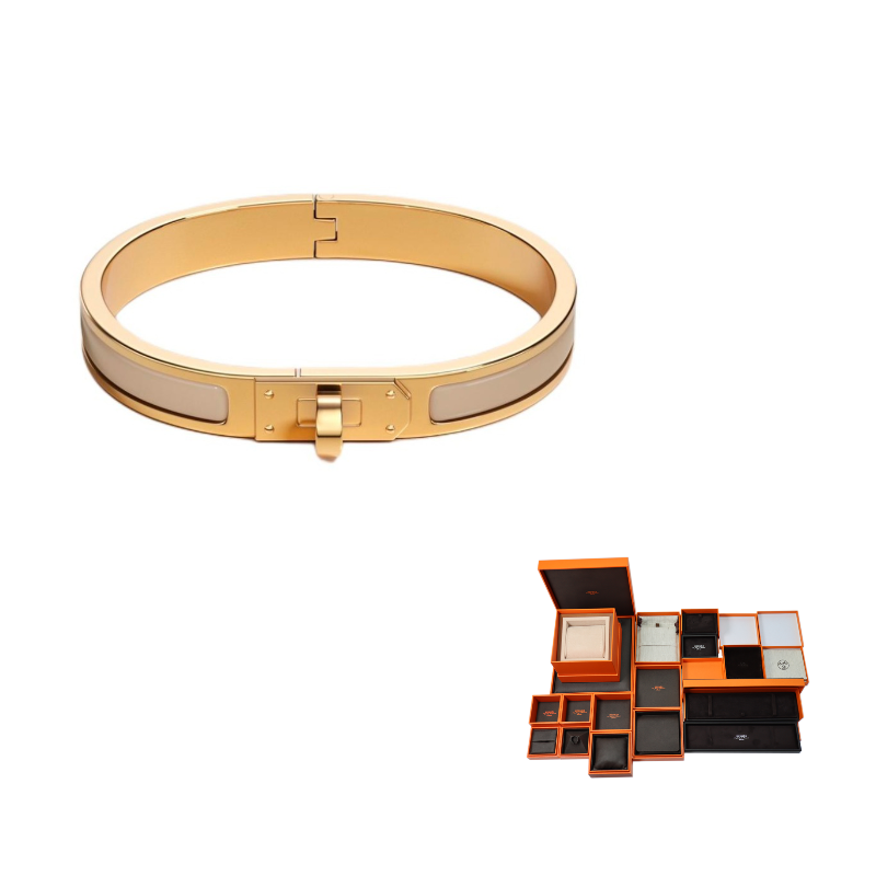 HERMES Enamel Bangles Women's Gold