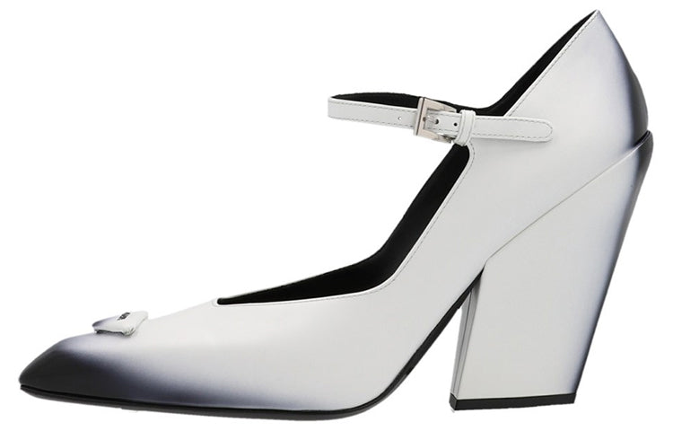 PRADA Brushed Leather Pumps 'White Black Ombre' Women's