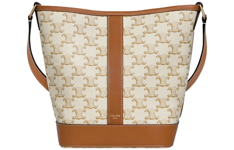 CELINE Triomphe Cow Leather Bucket Bag, Shoulder Bag, Crossbody Bag Trumpets Women's