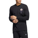 Men's adidas Back Alphabet Printing Cotton Knit Round Neck Pullover Long Sleeves Black T-Shirt HC7567