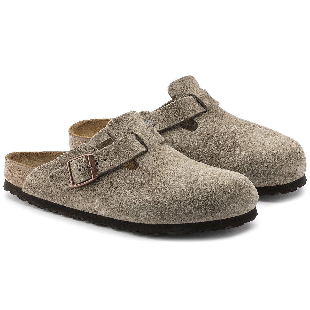 Birkenstock Boston Suede Leather Narrow Fit Sandals 'Taupe' 0060463