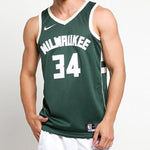 Nike NBA Sports Basketball Jersey/Vest SW Fan Edition Milwaukee Bucks Alphabet 34 Green 864489-323