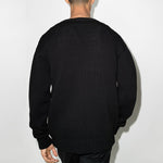Off-White Logo Intarsia V neck single breasted Knit Cardigan Loose Fit Black OMHB014C99KNI0011020