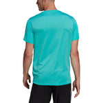 Men's adidas Solid Color Logo Round Neck Pullover Sports Short Sleeve Light Blue T-Shirt HB7435