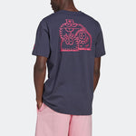 adidas originals Kevin Lyons Tee Back Cartoon Pattern Printing Round Neck Casual Short Sleeve Couple Style Navy Blue HC7123