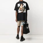 Off-White SS21 Cartoon Printing Short Sleeve Loose Fit Black OMAA038S21JER0061001
