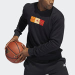 Men's adidas Mic Gfx Crew Limited Basketball Sports Printing Fleece Lined Round Neck Pullover Black HP1023