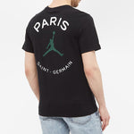 Men's Air Jordan x PSG Crossover Alphabet Logo Printing Casual Short Sleeve Black T-Shirt DB6514-010