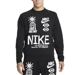 Men's Nike Logo Round Neck Printing Long Sleeves Pullover Black DQ4170-010