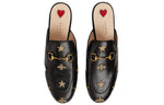 (WMNS) Gucci Princetown Embroidered Leather Slipper 'Black' 505268-D3V00-1000