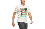 Men's adidas Logo Pattern Printing Round Neck Casual Short Sleeve White T-Shirt HE2309