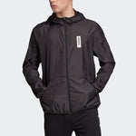adidas Casual Sports hooded Windproof Woven Jacket Black EI5588