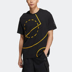 adidas neo Geometry Pattern Printing Round Neck Short Sleeve Unisex Black T-Shirt HM9999
