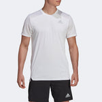 adidas Solid Color Logo Micro Mark Sports Training Breathable Round Neck Short Sleeve White H58587