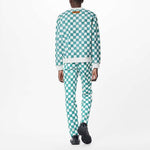 LOUIS VUITTON FW21 Grid Round Neck Long Sleeves Couple Style Blue White Colorblock 1A99VC