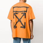 Men's Off-White Arrow Printing Round Neck Short Sleeve Orange T-Shirt OMAA038R201850151910