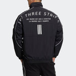 adidas Solid Color Minimalistic Alphabet Printing Casual Sports Stand Collar Woven Unisex Black Jacket HM2691