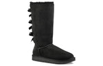 (WMNS) UGG Bailey Bow Tall II Boot High Top Fleece Lined Black 1016434-BLK