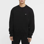 Nike Lab Fleece Crew Solid Color Stay Warm Sports Round Neck Pullover Black DA0318-010