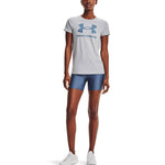 (WMNS) Under Armour Graphic Training Sports Print Crewneck Short Sleeve Grey 1363352-011