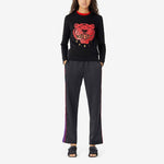 (WMNS) KENZO Tiger Head Cozy Round Neck Long Sleeves Hoodie Black FA52SW7054Z5-99