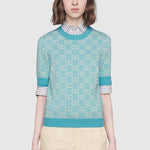 (WMNS) Gucci GG Cotton Wool Piquet Top 'Light Blue' 629456-XKBHQ-4692