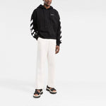 Off-White SS22 sleeve White Stripe Pullover Ordinary Version Black OMBB037C99FLE0011001