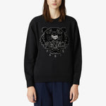 (WMNS) KENZO Tiger Head Pattern Velvet Embroidered Round Neck Long Sleeves Hoodie Black FA62SW8244XJ-99