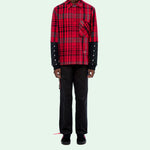 Off-White Jersey Sleeve Checked Shirt 'Red Black' OMGA083E19E230102010
