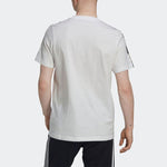 Men's adidas Logo Embroidered Stripe Round Neck Sports Short Sleeve White T-Shirt HK2798