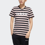 Men's adidas neo Esntl Lg S T3 Logo Printing Stripe Sports Short Sleeve Pink T-Shirt FP7425