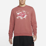Men's Air Jordan SS22 Printing Fleece Sports Round Neck Wine Red DH9036-691