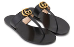 (WMNS) Gucci Thong Sandal With Double G 'Black Leather' 497444-A3N00-1000