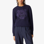 (WMNS) KENZO SS21 Tiger Embroidered Long Sleeves Pullover Hoodie Navy Blue FB52PU5843XA-76