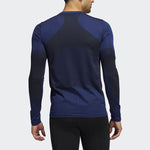 Men's adidas Contrasting Colors Round Neck Long Sleeves Blue T-Shirt H08745