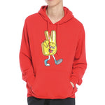 Converse Finger Letter Print Hooded Drawstring Sweatshirt Red 10019083-A02
