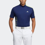 adidas Printing Alphabet Logo Splicing Stand Collar Short Sleeve Blue HA3127